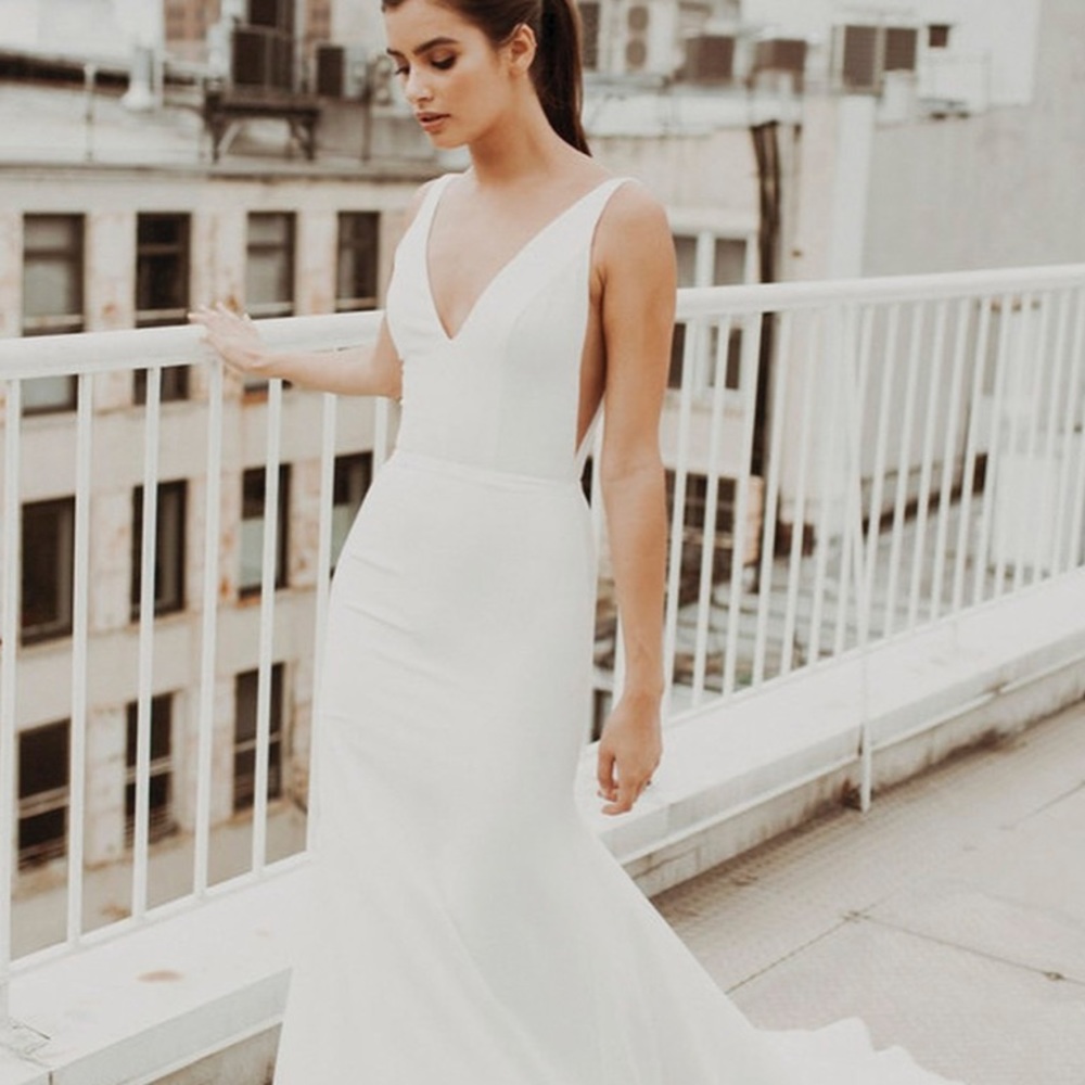 Beautiful Wedding Dress With Deep V-back